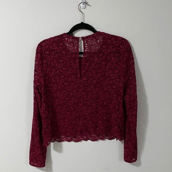 Talula Burgundy Lace Long Sleeve Shirt | Large - Picture 5 of 9